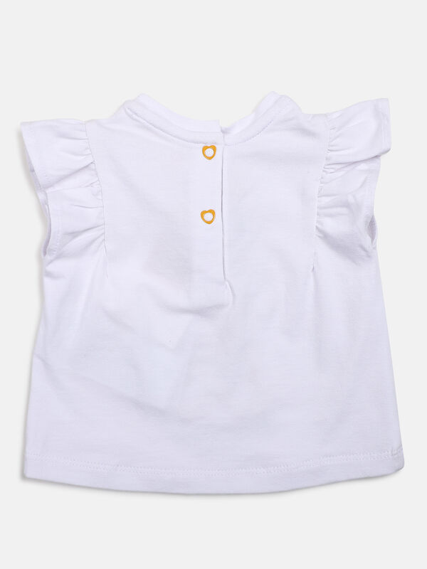 Girls White Short Sleeve Knitted T- Shirt image number null