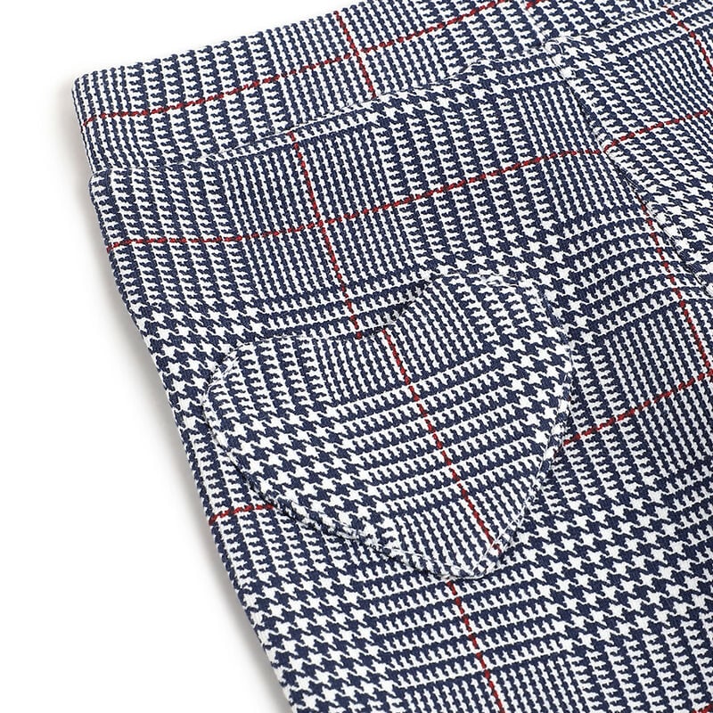 Girls Dark Blue Checked Trousers image number 4