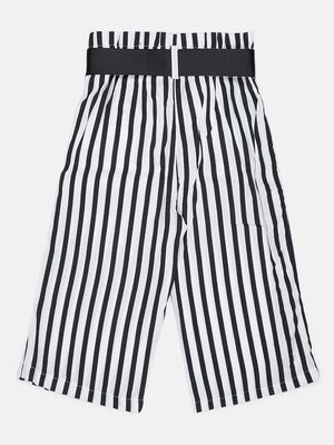 Black And White Striped Trousers- Relaxed Fit