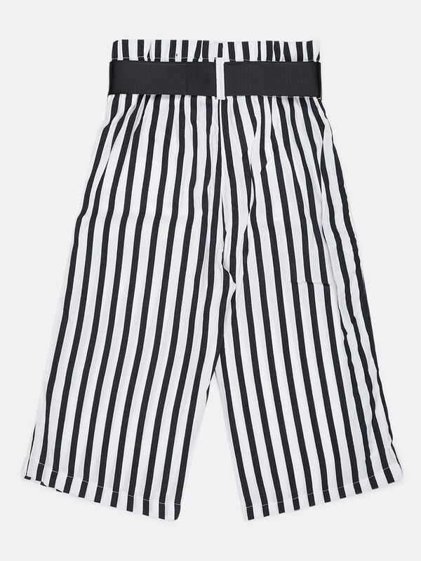 Black And White Striped Trousers- Relaxed Fit image number null