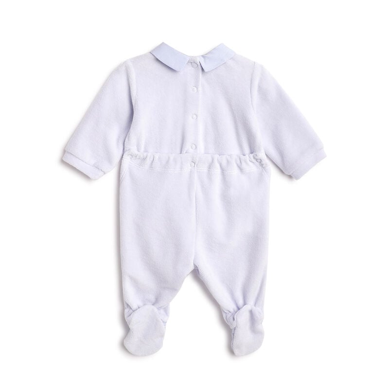 Boys Light Blue Embroidered Nappy opening Babysuit image number 1