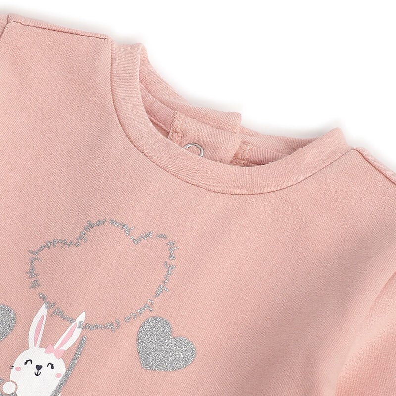 Girls Medium Pink Graphic Printed Long Sleeve Dress image number 2