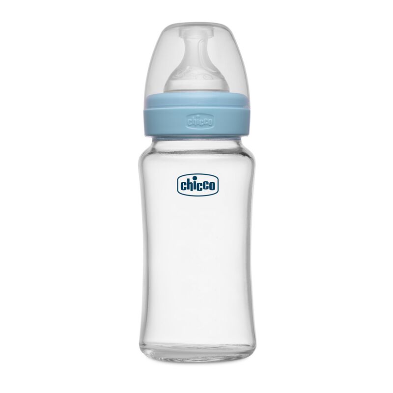 Well-Being Glass Feeding Bottle (240ml, Medium Flow) (Blue) image number 0