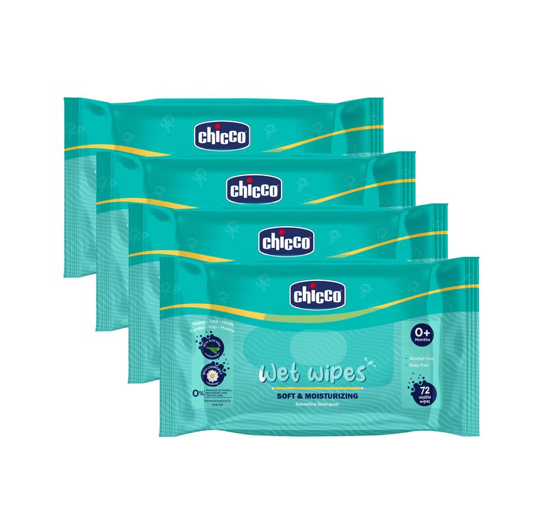 Chicco Wet Wipes Stickers Pack of 4 - 288 Pcs image number null
