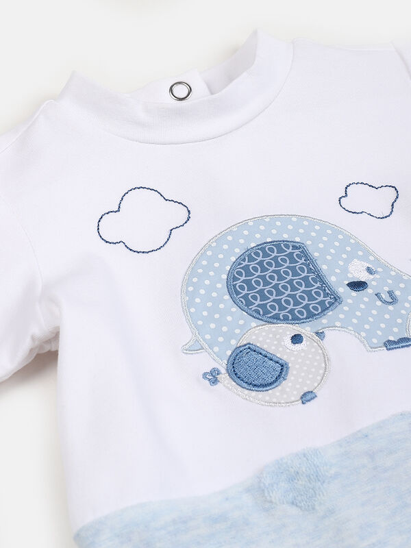 Boys Light Blue Nappy Opening Babysuit image number null