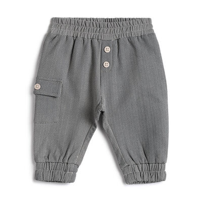 Boys Black and White Chevron Trousers