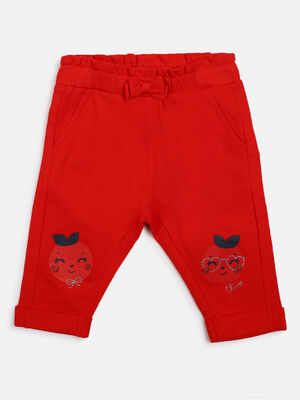 Girls Medium Red Long Knitted Trouser