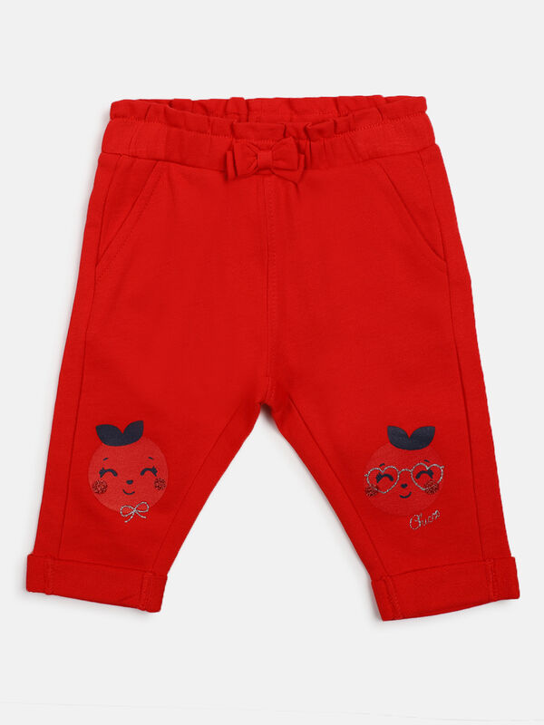 Girls Medium Red Long Knitted Trouser image number null