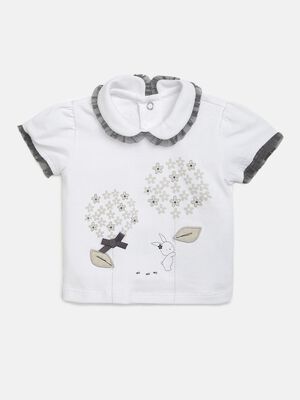 White T-Shirt With Floral Print