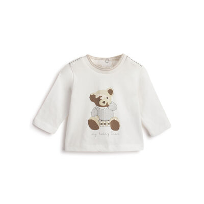 Boys White Printed Long Sleeve T- Shirt