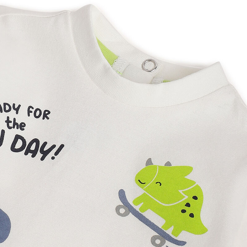 Boys White Typography Printed Long Sleeve T- Shirt image number 2