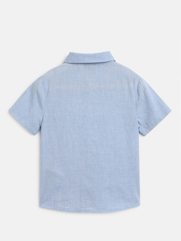 Boys Medium Light Blue Short Sleeve Woven Shirt image number null
