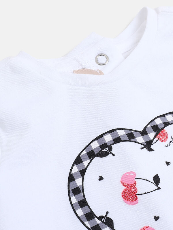 Girls White & Pink T-Shirt with Short Pants image number null