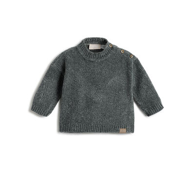 Boys Grey Solid Pullover