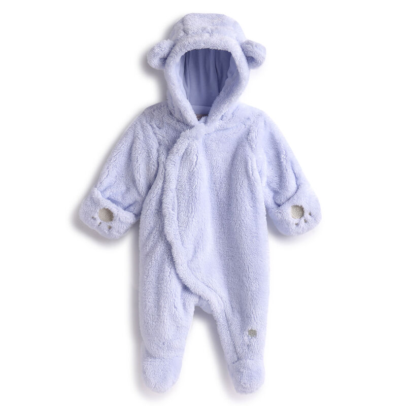 Boys Light Blue Solid Front Opening Babysuit image number 0