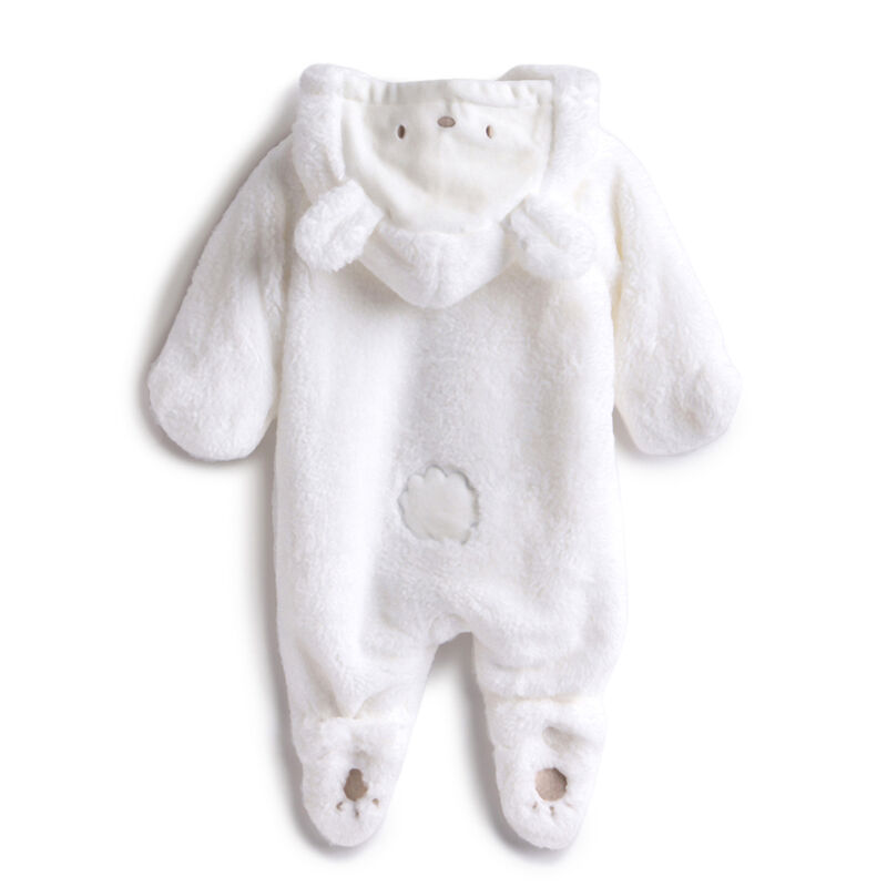 Infants White Solid Front Opening Babysuit image number 2