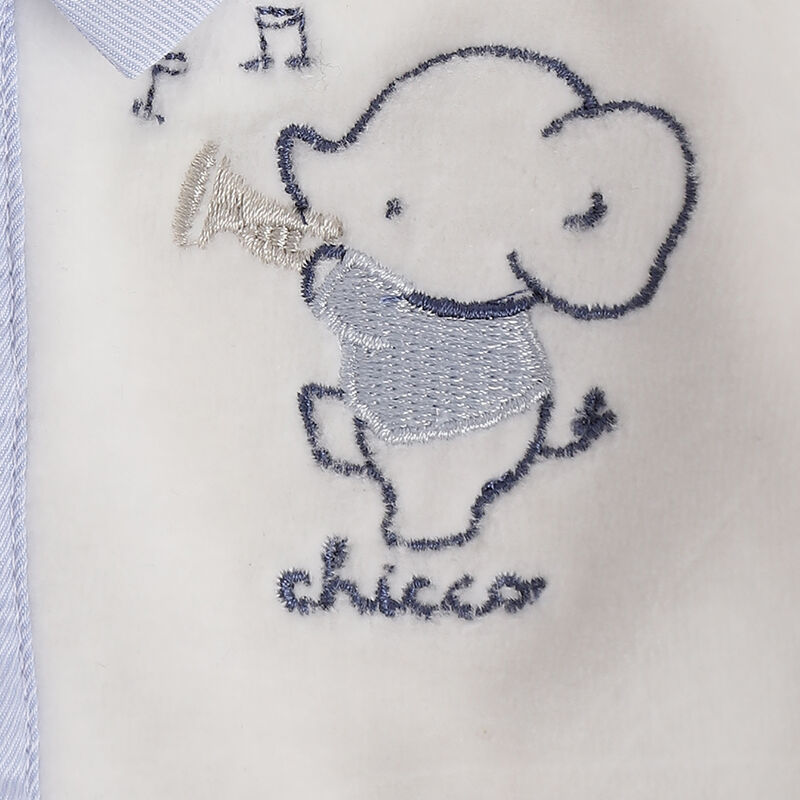 Boys Light Blue Self Design Front Opening Babysuit image number 4