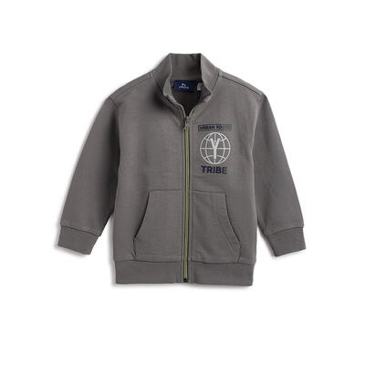 Boys Medium Grey Typography Printed Sweatshirt