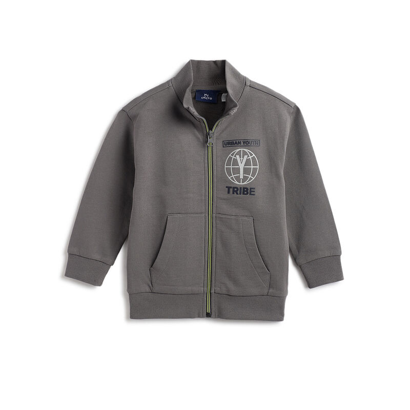 Boys Medium Grey Typography Printed Sweatshirt image number 0