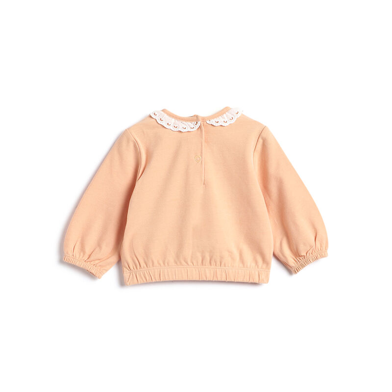 Girls Light Orange Typography Printed Long Sleeve T- Shirt image number 1