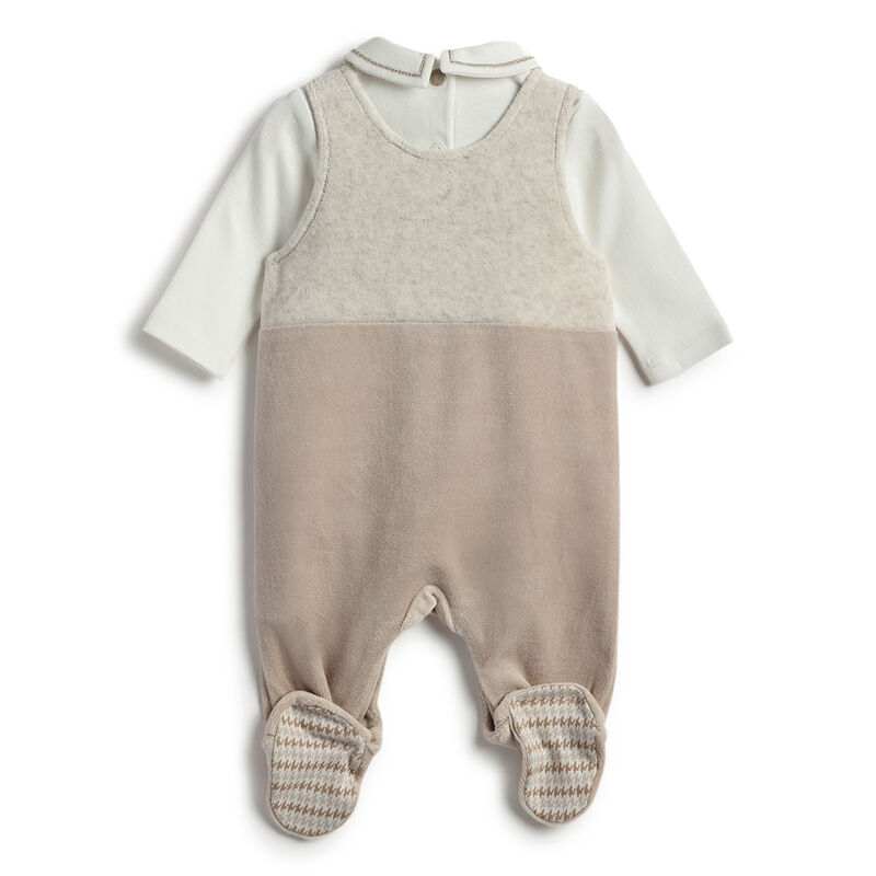 Girls Medium Pink Applique bodysuit with Long Dungaree image number 1