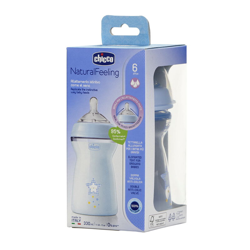 Natural Feeling Feeding Bottle (330ml, Slow) (Blue) image number 5