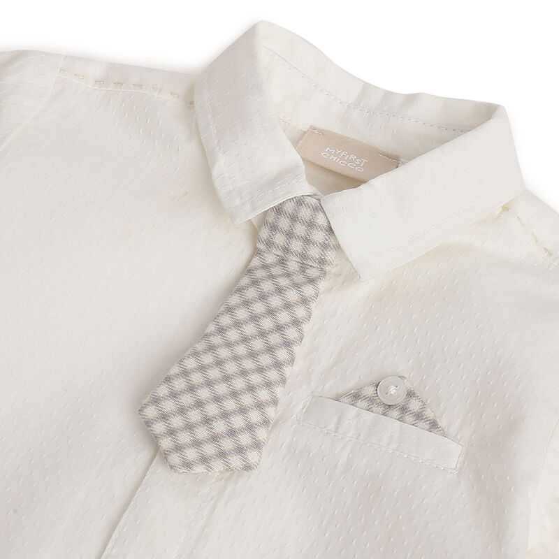 Boys White Self Design Long Sleeve Shirt image number 2