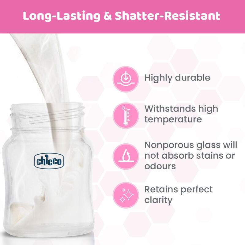 Well-Being Glass Feeding Bottle (120ml, Slow Flow) (Pink) image number 2