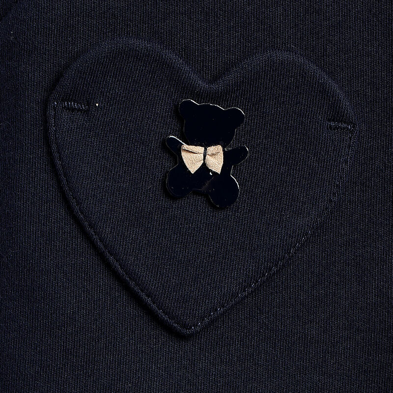 Girls Navy Embellished Short Dungaree image number 3