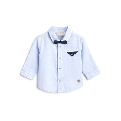 Boys Blue Solid Long Sleeve Shirt