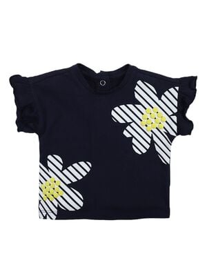Girls Medium Blue Short Sleeve Knitted T- Shirt