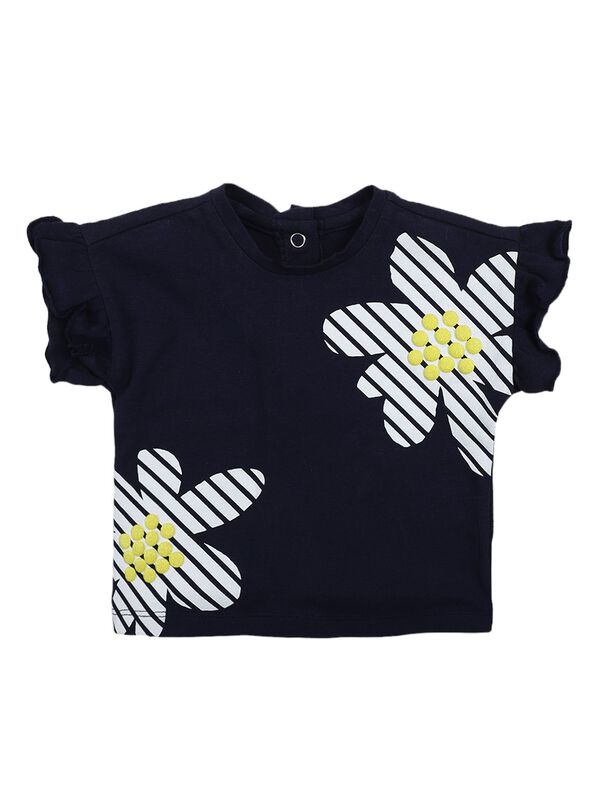Girls Medium Blue Short Sleeve Knitted T- Shirt image number 0