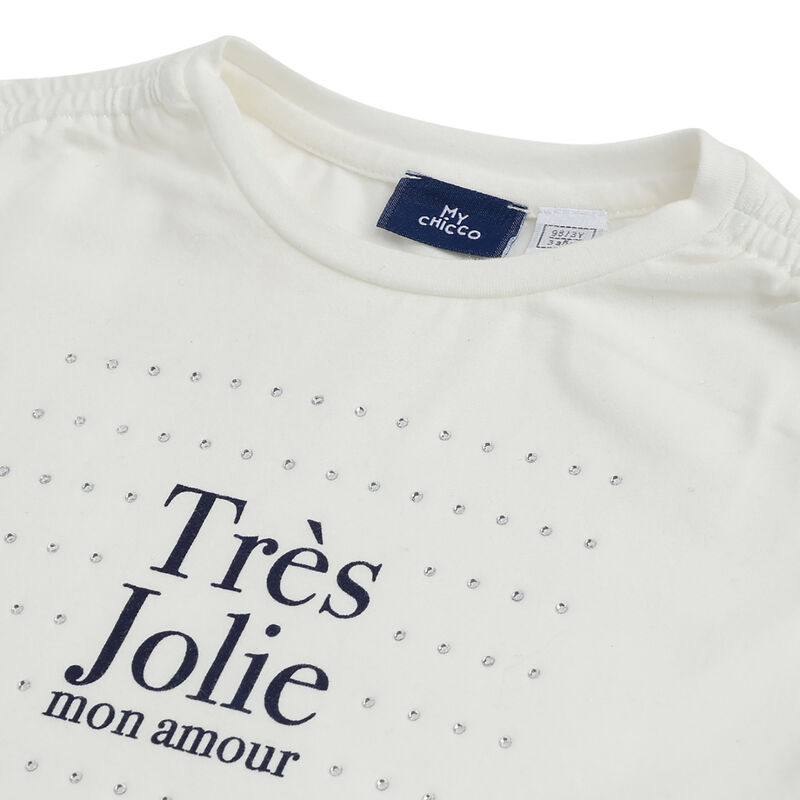 Girls White Typography Printed Long Sleeve T- Shirt image number 2