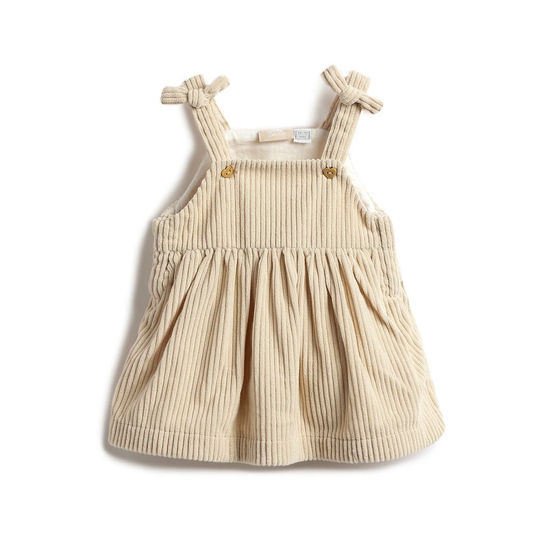 Girls Beige Solid Overall Skirt image number 0