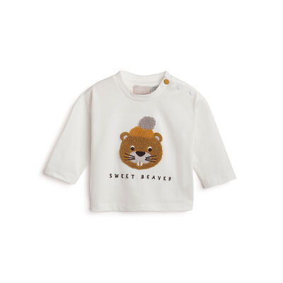 Boys White Embellished Long Sleeve T- Shirt