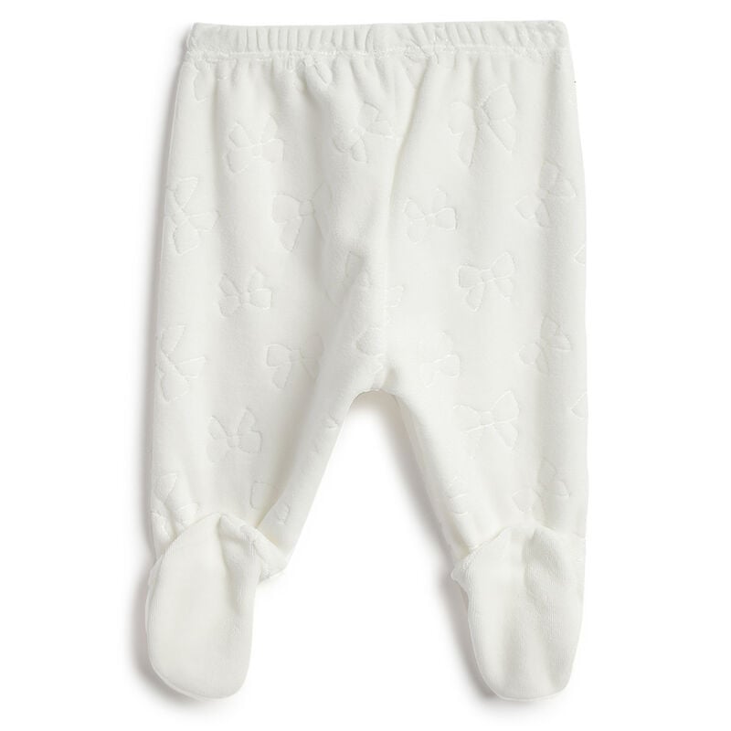 Girls White Self Design Smock with Leggings image number 3