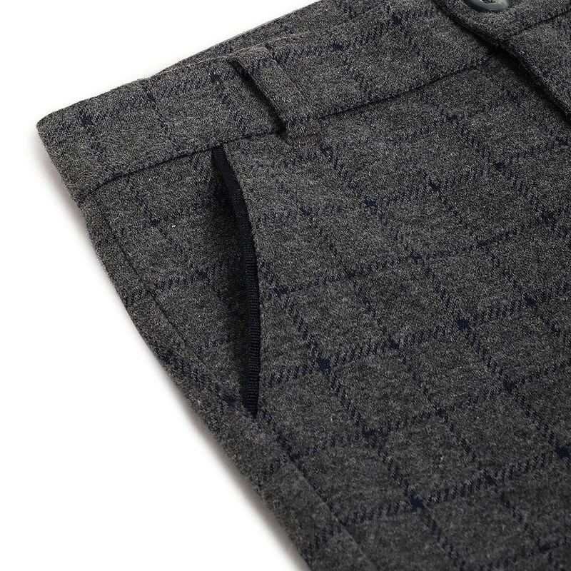 Boys Dark Grey Checked Trousers image number 3