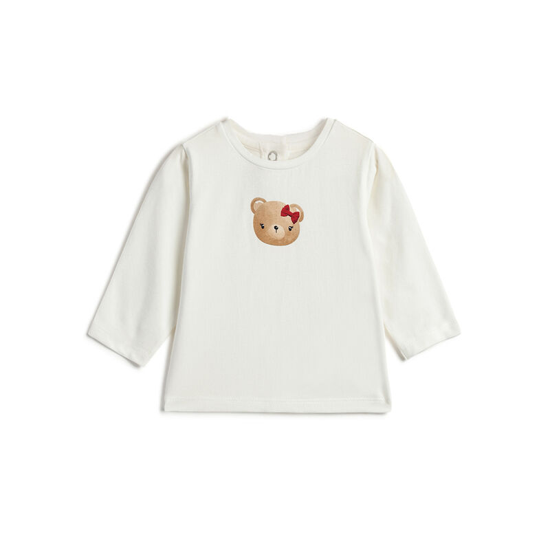 Girls White  Printed T-shirt with Skirt  Dungaree image number 2