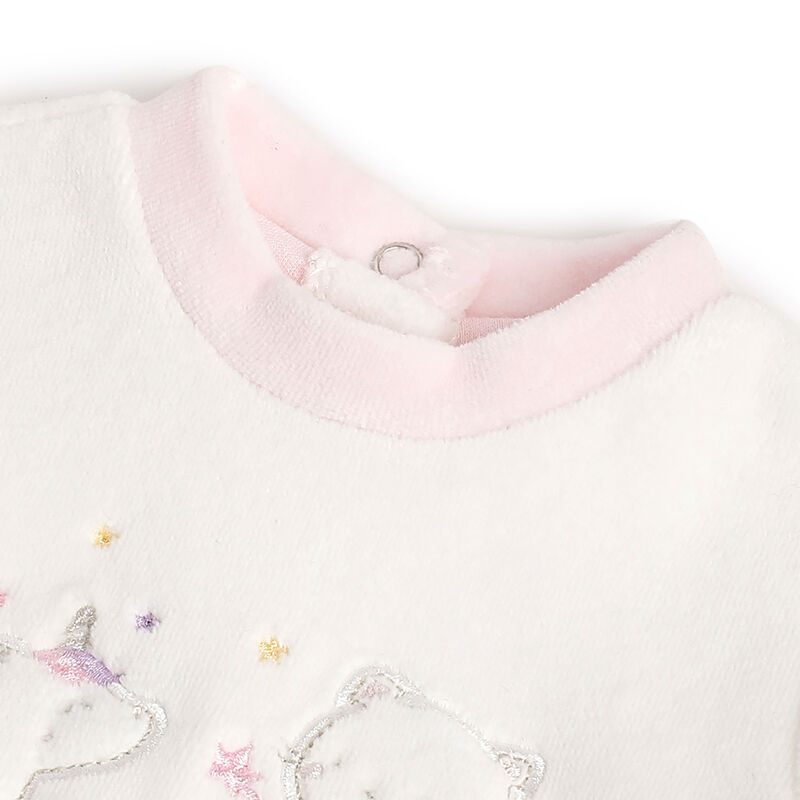 Girls Light Pink Embroidered Nappy opening Babysuit image number 2