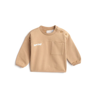 Boys Beige Printed Sweatshirt