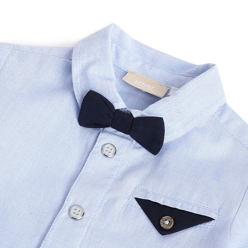 Boys Blue Solid Long Sleeve Shirt image number 2