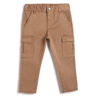 Boys Medium Brown Solid Trousers