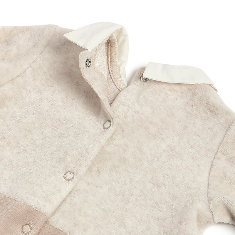 Boys Beige Self Design Leg Opening Babysuit image number 3