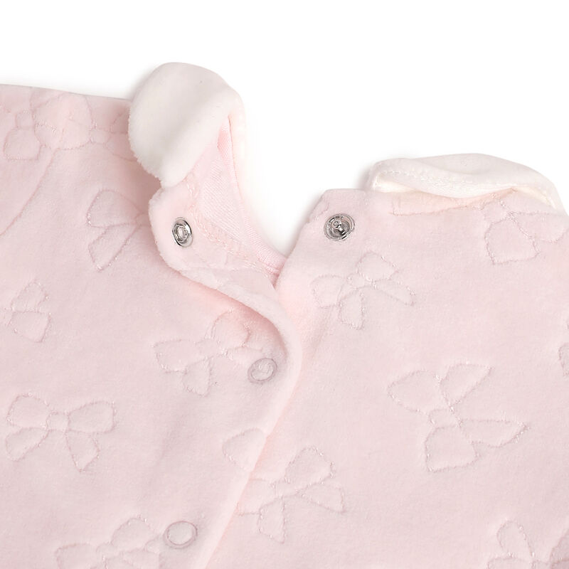 Girls Light Pink Self Design Leg Opening Babysuit image number 3