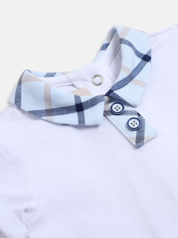 Boys White & Blue Printed Polo with Short Pants image number null