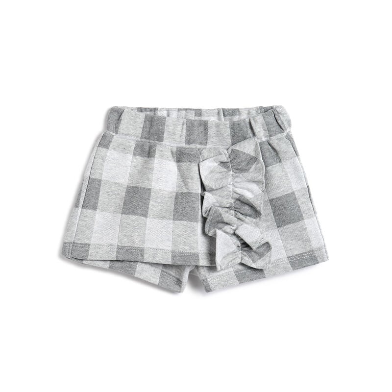 Girls Medium Grey Checked Shorts image number 0
