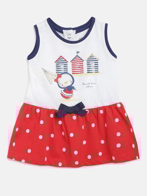 Girls Medium Red Sleeveless Dress