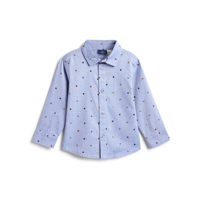 Boys Blue Printed Long Sleeve Shirt