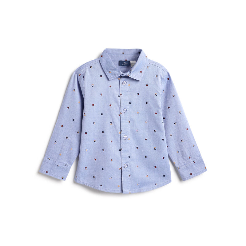 Boys Blue Printed Long Sleeve Shirt image number 0