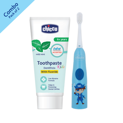 Combo- New Electric Toothbrush (3Y+) (Blue) + Toothpaste Mild Mint- With Fluoride (6y+) (70 Gm)